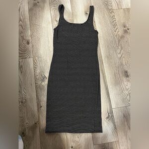 Heart Hips Navy and white Ribbed Sleeveless Sheath Dress